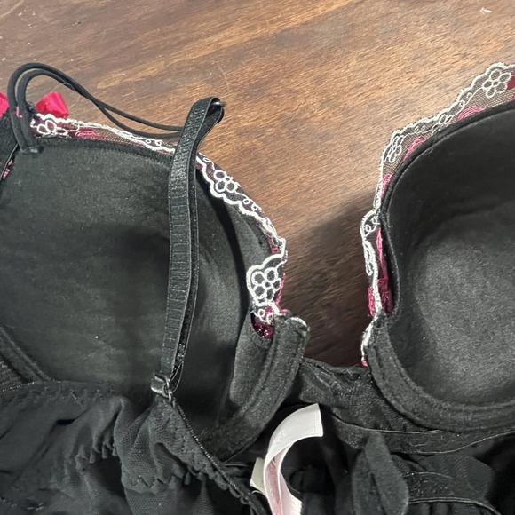 Sheer Black Babydoll Lingerie Large Ruffle‎ Whimsigoth Bows Embroidery Coquette - Picture 10 of 16